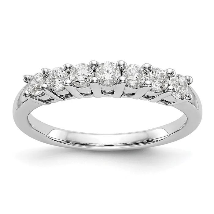 14k White Gold 7Stone Shared Prong 12 carat Complete Round Diamond Band Goldia Rings 14k White Gold 7Stone Shared Prong 12 carat Complete Round Diamond Band Goldia Rings