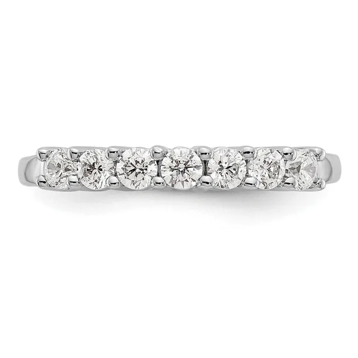 14k White Gold 7Stone Shared Prong 12 carat Complete Round Diamond Band Goldia Rings