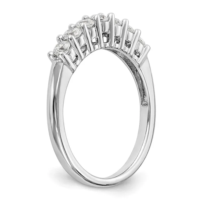 14k White Gold 7Stone Shared Prong 12 carat Complete Round Diamond Band Goldia Rings
