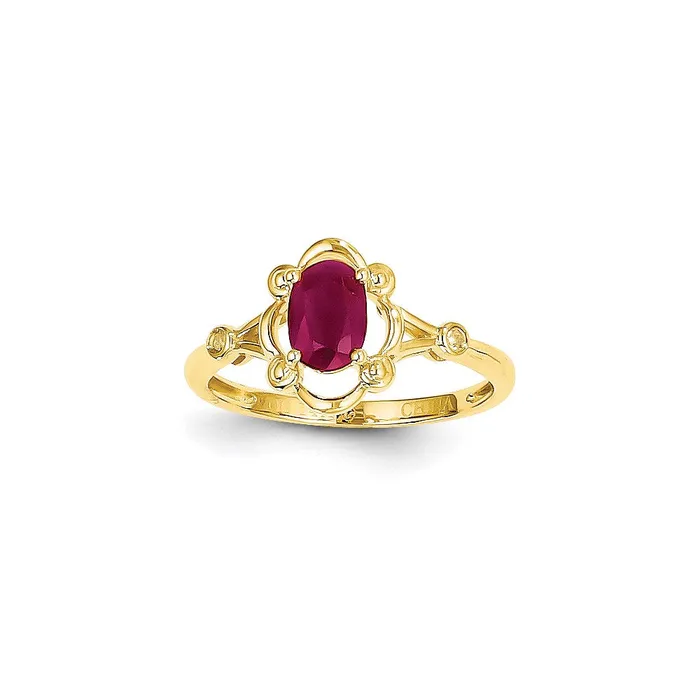 14k Yellow Gold Ruby Dia Ring Goldia Rings
