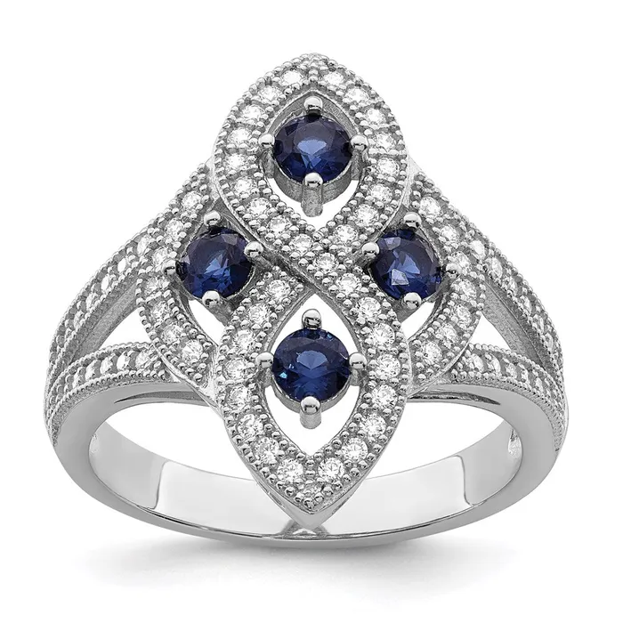 Brilliant Embers Sterling Silver Rhodiumplated 84 Stone Blue and White Micro Pav CZ Ring Goldia Rings Brilliant Embers Sterling Silver Rhodiumplated 84 Stone Blue and White Micro Pav CZ Ring Goldia Rings