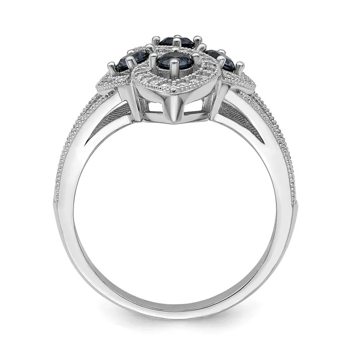 Brilliant Embers Sterling Silver Rhodiumplated 84 Stone Blue and White Micro Pav CZ Ring Goldia Rings