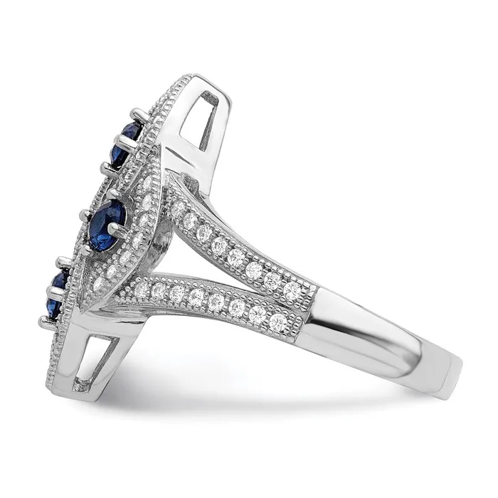 Brilliant Embers Sterling Silver Rhodiumplated 84 Stone Blue and White Micro Pav CZ Ring Goldia Rings