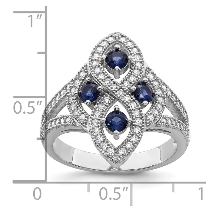 Brilliant Embers Sterling Silver Rhodiumplated 84 Stone Blue and White Micro Pav CZ Ring Goldia Rings
