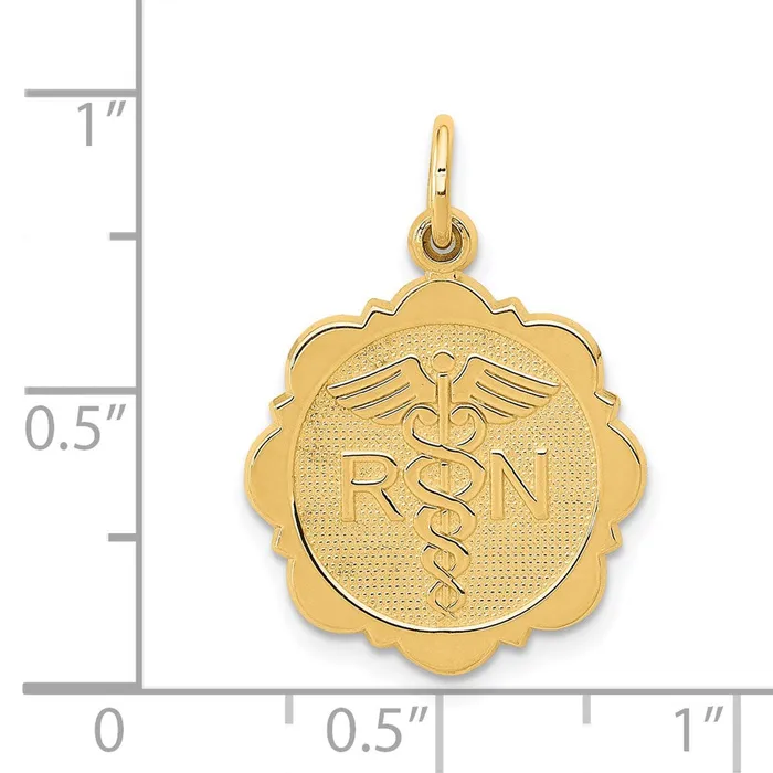 Charm Necklaces Goldia 14k Yellow Gold RN Registered Nurse Disc Charm