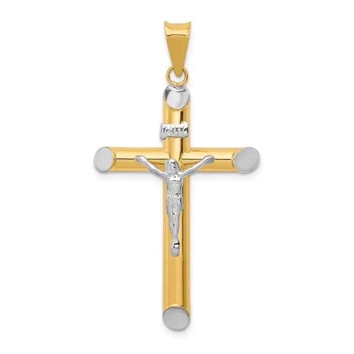 Goldia 14k Twotone Gold Twotone Gold wRhodium Inri Crucifix Pendant Rings