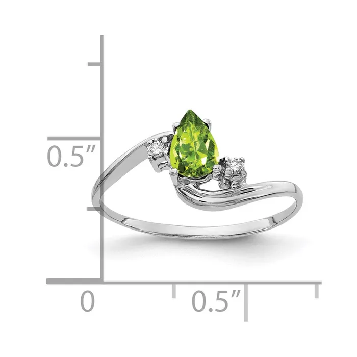 Goldia 14k White Gold 6x4mm Pear Peridot A Real Diamond ring Rings
