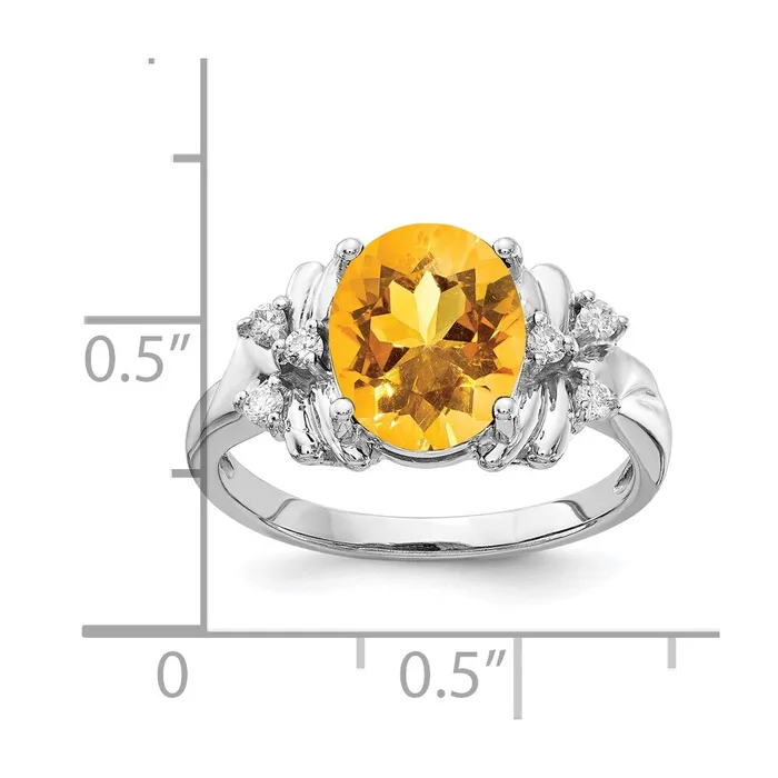 goldiaca 14k White Gold 10x8mm Oval Citrine AA Real Diamond ring Rings