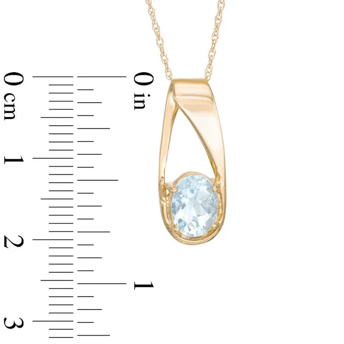 Goldia Necklaces Oval Aquamarine Pendant in 10K Yellow Gold Goldia Necklaces Oval Aquamarine Pendant in 10K Yellow Gold