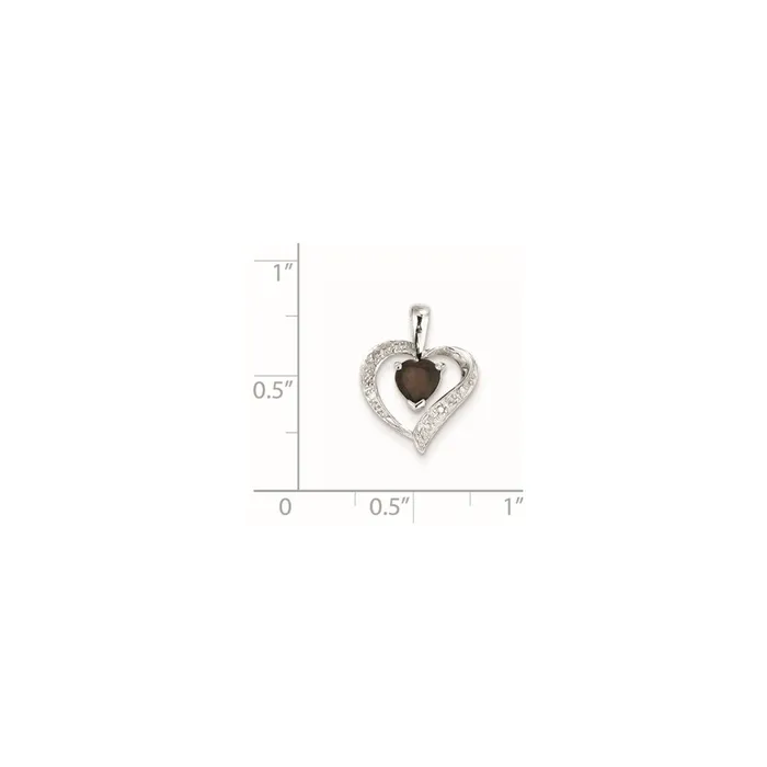 Goldia Necklaces Sterling Silver Rhodium Heart Smoky Quartz u0026 Diamond Heart Pendant