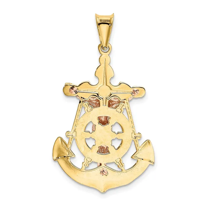 Goldia PreStyled Sets 14k TriColor Gold Mariner Crucifix Pendant