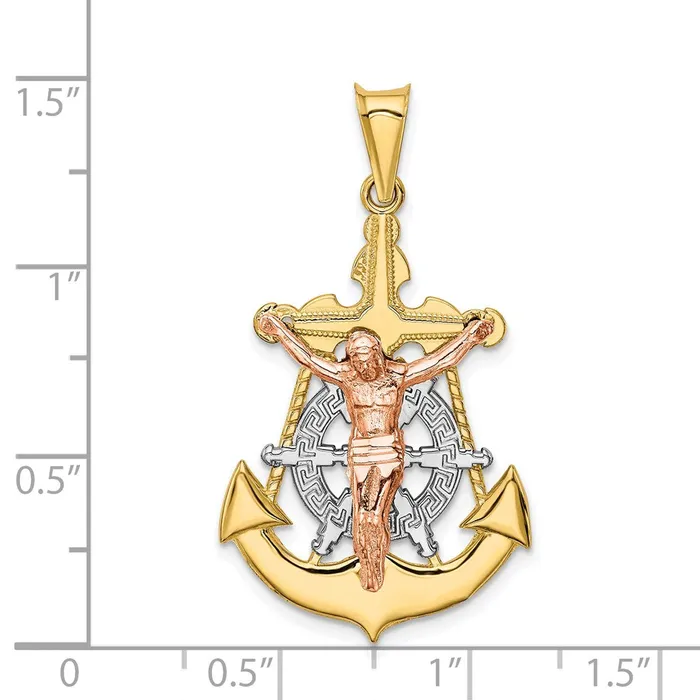 Goldia PreStyled Sets 14k TriColor Gold Mariner Crucifix Pendant