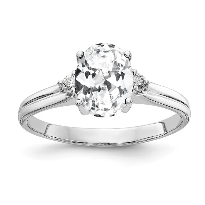 Goldia Rings 14k White Gold 8x6mm Oval Cubic Zirconia VS Diamond Ring