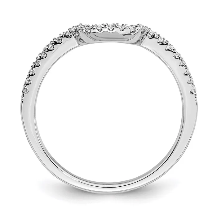 Goldia Rings Solid 14k White Gold Simulated CZ Contoured Wedding Band