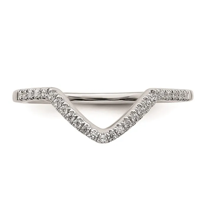 Goldia Rings Solid 14k White Gold Simulated CZ Contoured Wedding Band