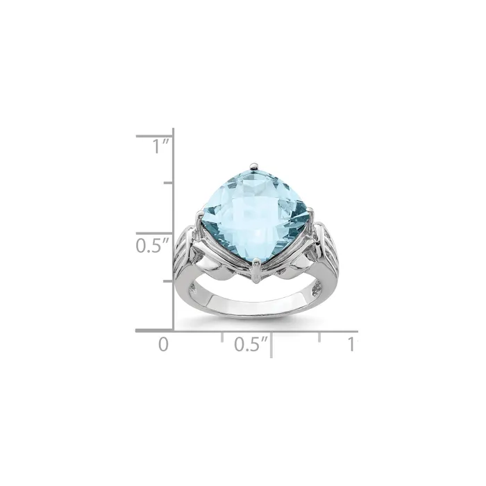 Goldia Rings Sterling Silver Rhodium CheckerCut Sky Blue Topaz Gemstone Birthstone Ring Fine Jewelry Gift for Her