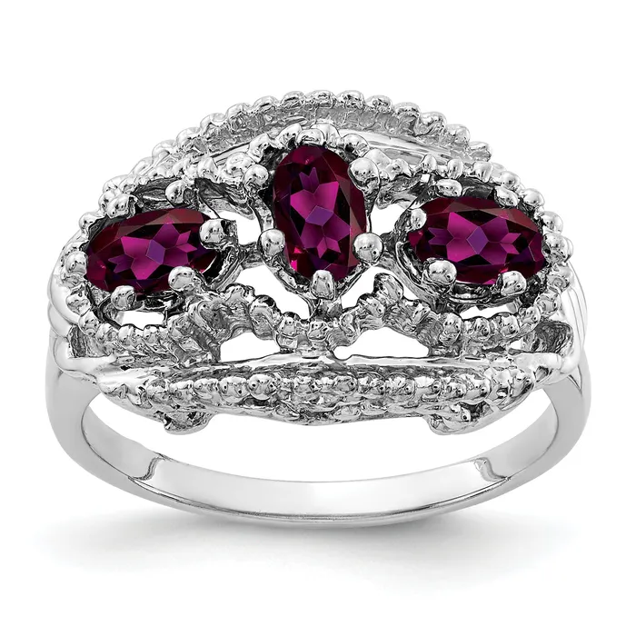 Goldia Solid 14k White Gold 5x3mm Oval Rhodolite Simulated Garnet Ring Rings Goldia Solid 14k White Gold 5x3mm Oval Rhodolite Simulated Garnet Ring Rings