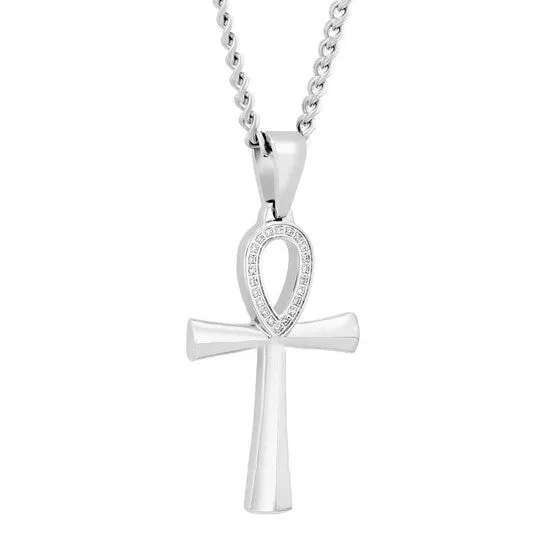 JMS always Necklaces Original Robert Alton 110CTW Diamond Stainless Steel Ankh Pendant JMS always Necklaces Original Robert Alton 110CTW Diamond Stainless Steel Ankh Pendant