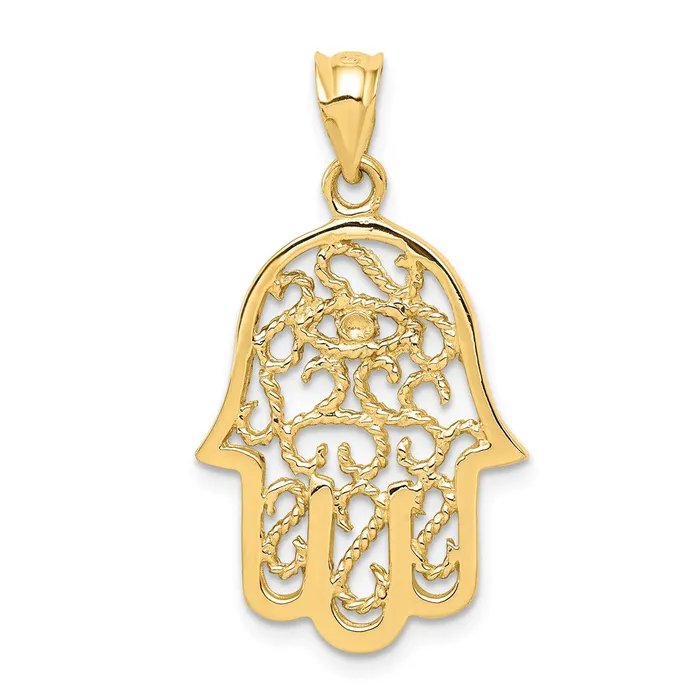 PreStyled Sets 14k Yellow Gold Polished Filigree Hamsa Pendant Goldia