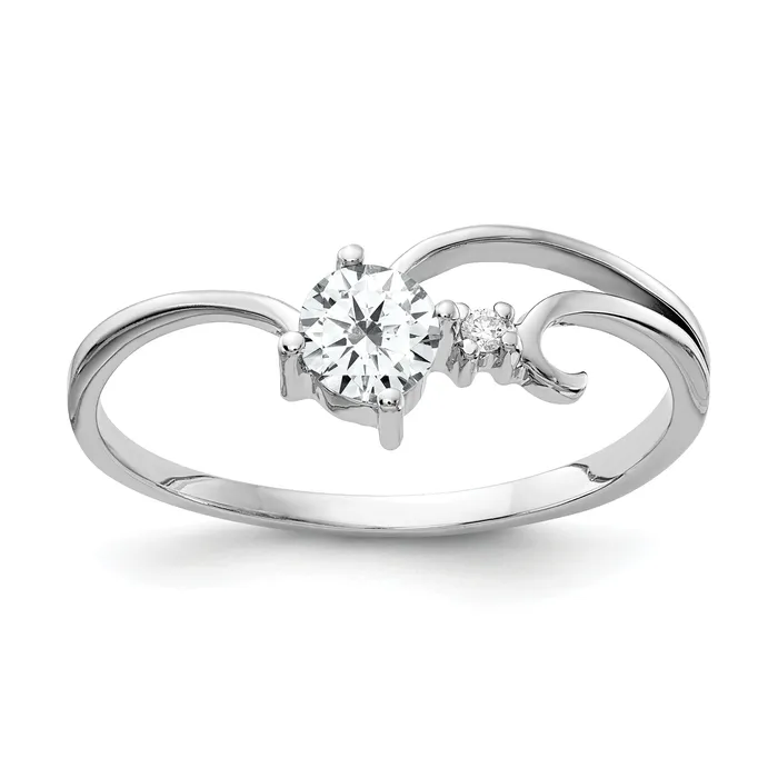 Rings Goldia Solid 14k White Gold 4mm Cubic Zirconia AAA Simulated CZ Ring