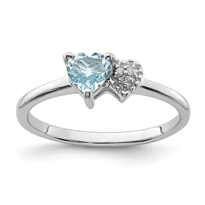 Rings Goldia Sterling Silver Polished Aquamarine and Diamond Ring