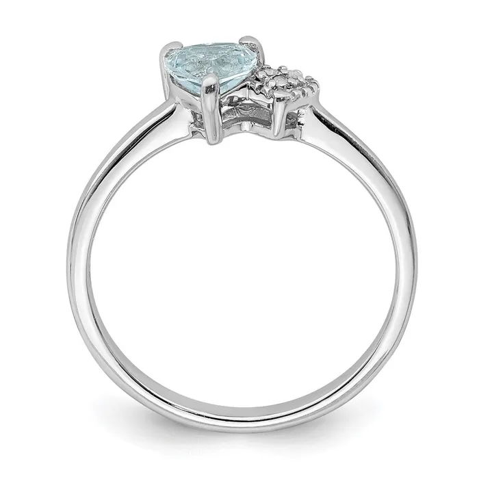 Rings Goldia Sterling Silver Polished Aquamarine and Diamond Ring