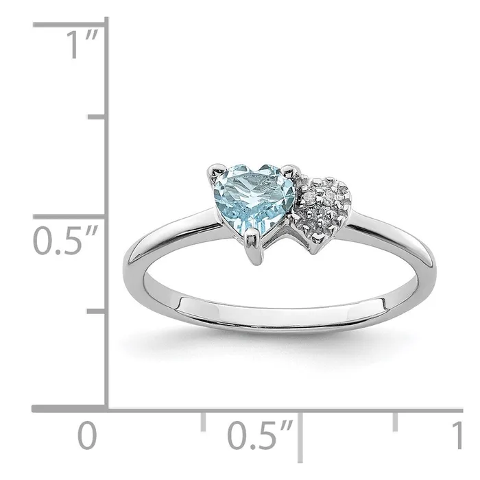 Rings Goldia Sterling Silver Polished Aquamarine and Diamond Ring