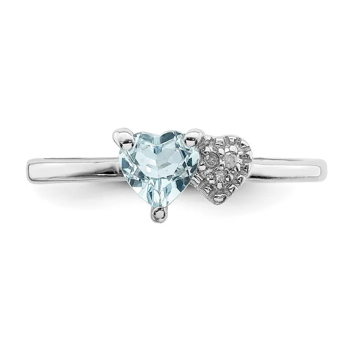 Rings Goldia Sterling Silver Polished Aquamarine and Diamond Ring