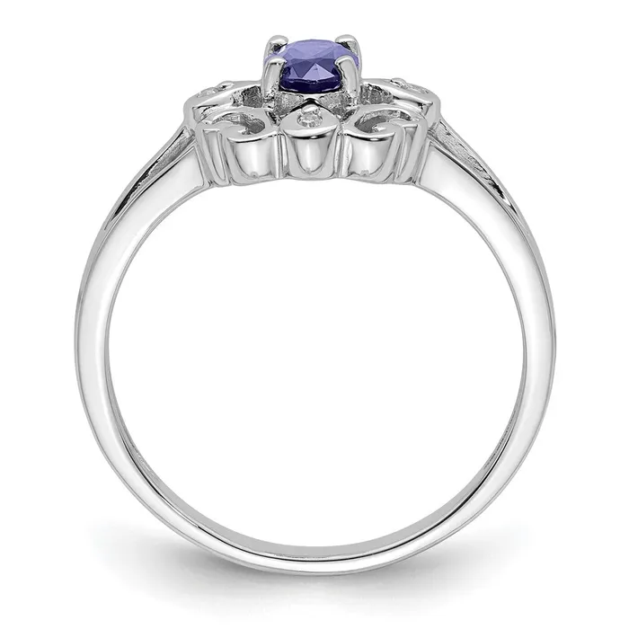 Rings Sterling Silver Rhodium Plated Diamond u0026 Tanzanite Oval Ring Goldia