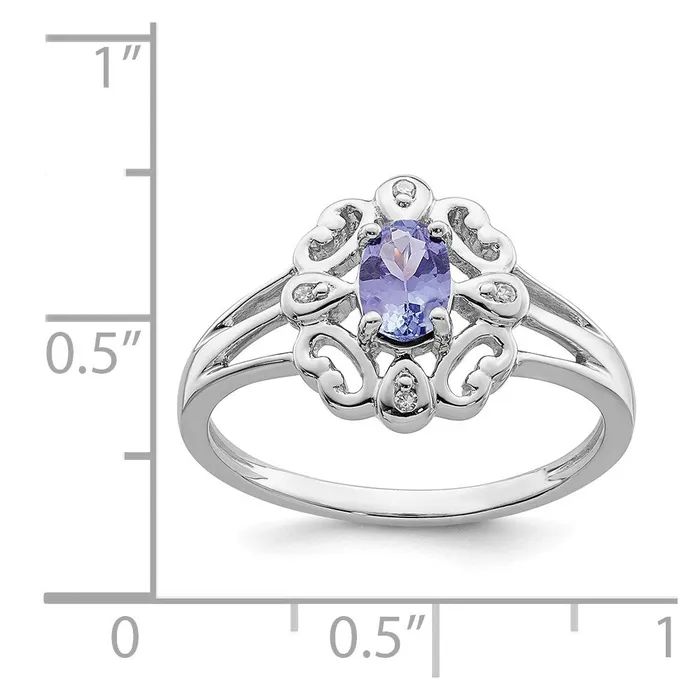 Rings Sterling Silver Rhodium Plated Diamond u0026 Tanzanite Oval Ring Goldia