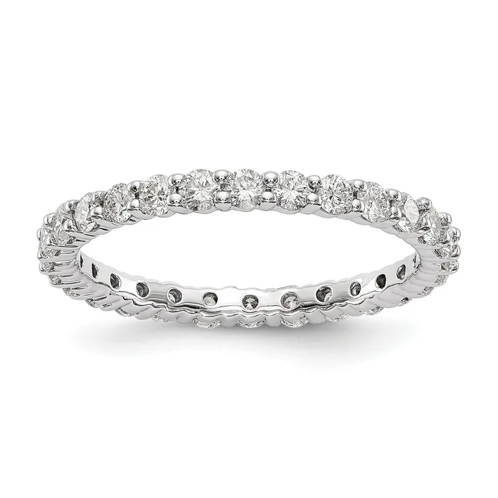 Solid Real 14k White Gold Polished shared Prong 1ct CZ Eternity Wedding Band Ring Goldia Rings Solid Real 14k White Gold Polished shared Prong 1ct CZ Eternity Wedding Band Ring Goldia Rings