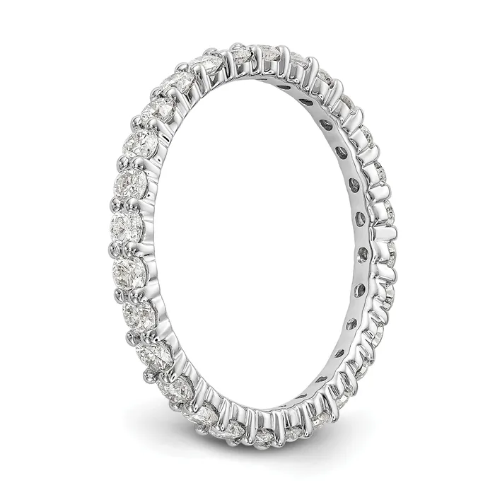 Solid Real 14k White Gold Polished shared Prong 1ct CZ Eternity Wedding Band Ring Goldia Rings