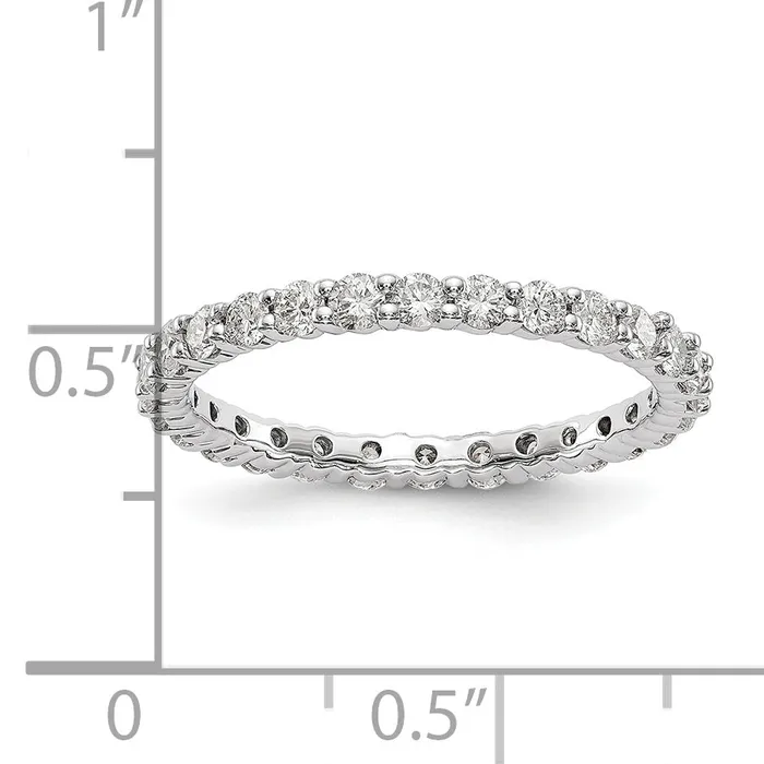 Solid Real 14k White Gold Polished shared Prong 1ct CZ Eternity Wedding Band Ring Goldia Rings