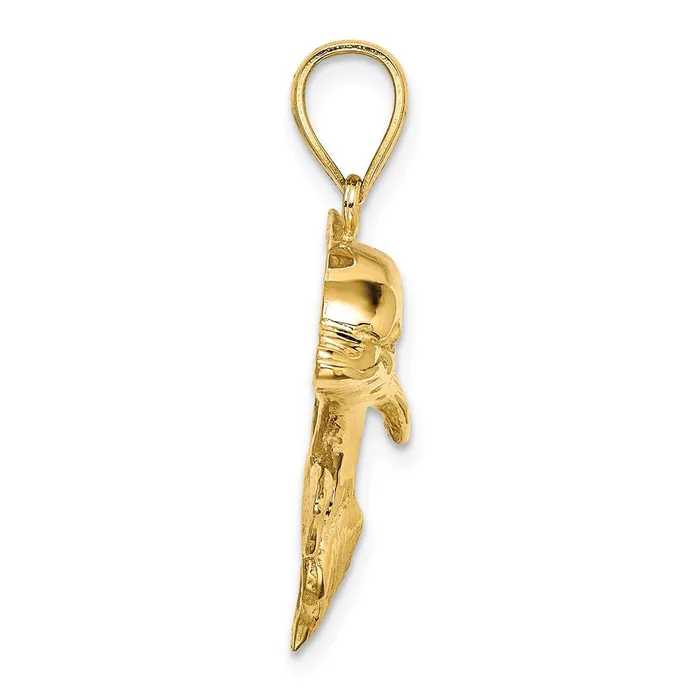TreasureFineJewelers Charm Necklaces 14K 2D Polished Engraved Dolphin Charm