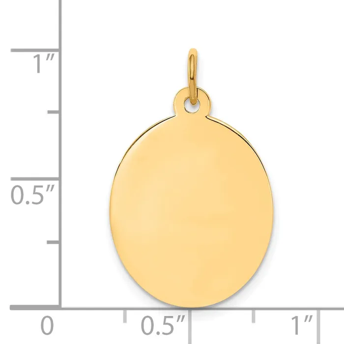 TreasureFineJewelers Charm Necklaces 14k Yellow Gold Plain 035 Gauge Engravable Oval Disc Charm