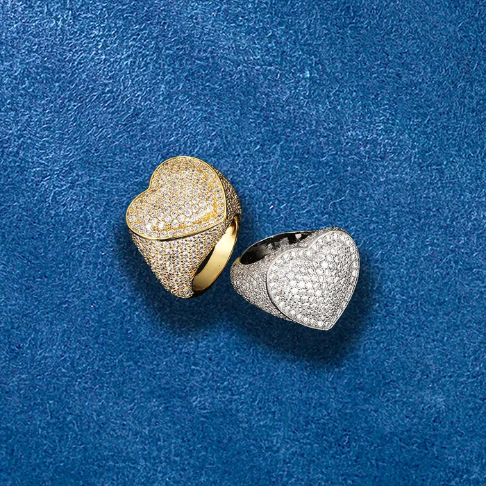 IceZeusShop Rings 18K Gold Plated Iced Out Heart Shaped Ring IceZeusShop Rings 18K Gold Plated Iced Out Heart Shaped Ring