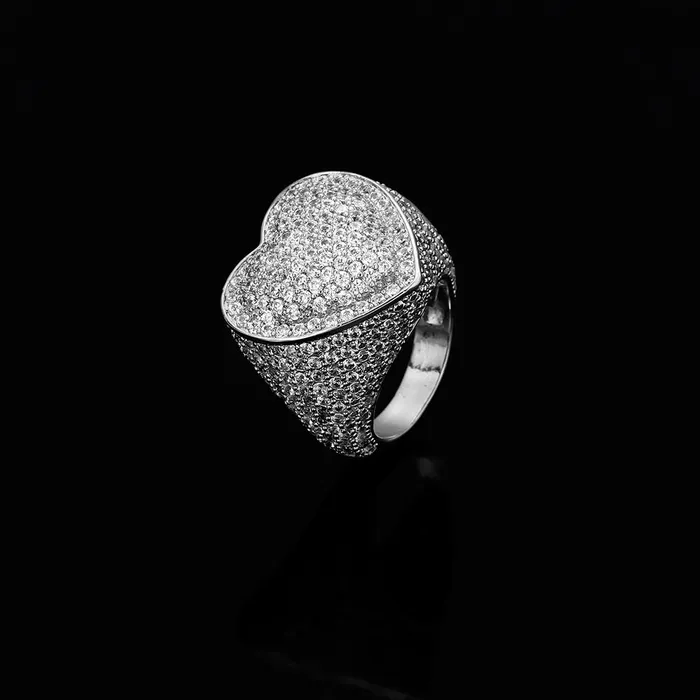 IceZeusShop Rings 18K Gold Plated Iced Out Heart Shaped Ring IceZeusShop Rings 18K Gold Plated Iced Out Heart Shaped Ring