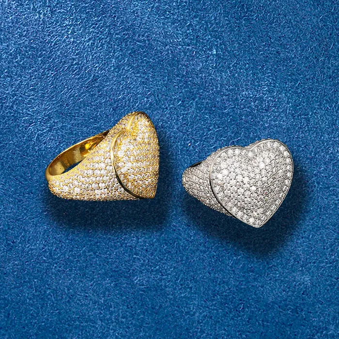 IceZeusShop Rings 18K Gold Plated Iced Out Heart Shaped Ring IceZeusShop Rings 18K Gold Plated Iced Out Heart Shaped Ring