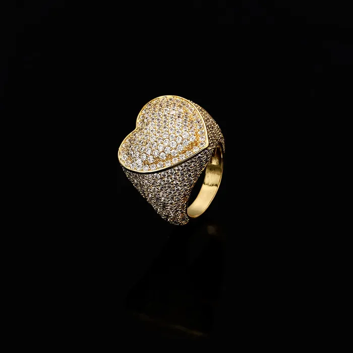 IceZeusShop Rings 18K Gold Plated Iced Out Heart Shaped Ring IceZeusShop Rings 18K Gold Plated Iced Out Heart Shaped Ring