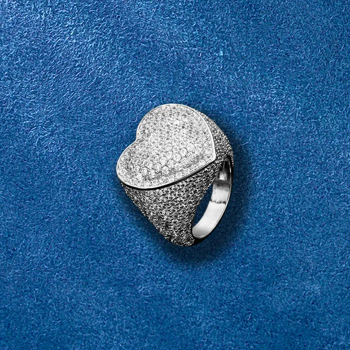 IceZeusShop Rings 18K Gold Plated Iced Out Heart Shaped Ring IceZeusShop Rings 18K Gold Plated Iced Out Heart Shaped Ring