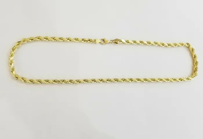 Necklaces 10k REAL Gold Rope Chain 6mm 20 Yellow gold Necklace Men women diamond cut globalwatches10