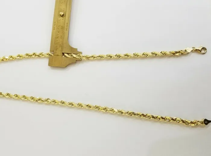 Necklaces 10k REAL Gold Rope Chain 6mm 20 Yellow gold Necklace Men women diamond cut globalwatches10