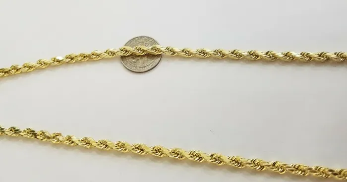 Necklaces 10k REAL Gold Rope Chain 6mm 20 Yellow gold Necklace Men women diamond cut globalwatches10
