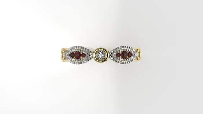 Rings Jcm 21 jewelry 14K Gold Ring with 9 Stones STT Bezel FILIGREE