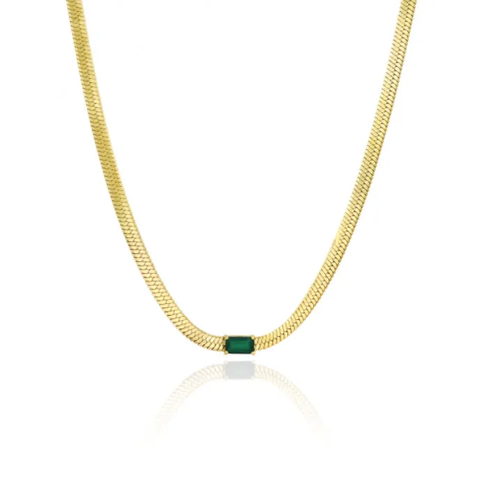 Alev Jewelry Solitaire Emerald Gold Snake Necklace Necklaces