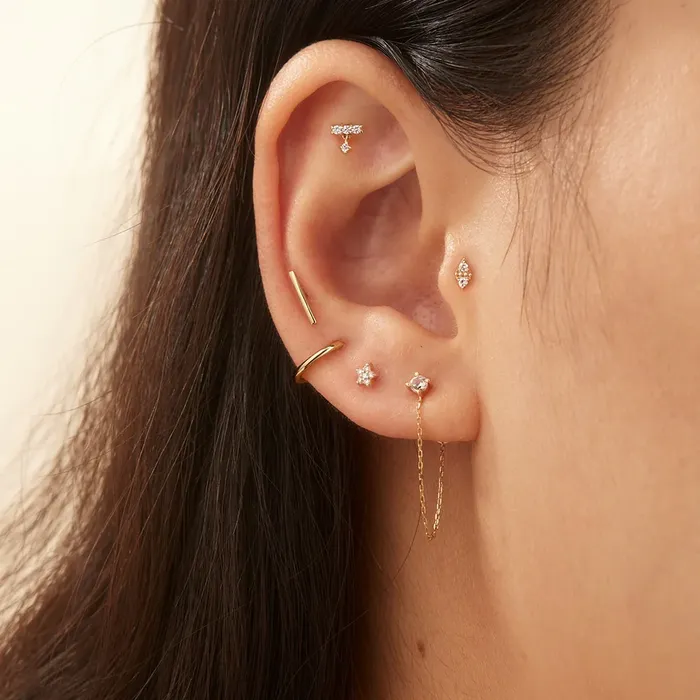 Earrings Aurelie Gi ADELE Single Diamond Threadless Flatback Earring