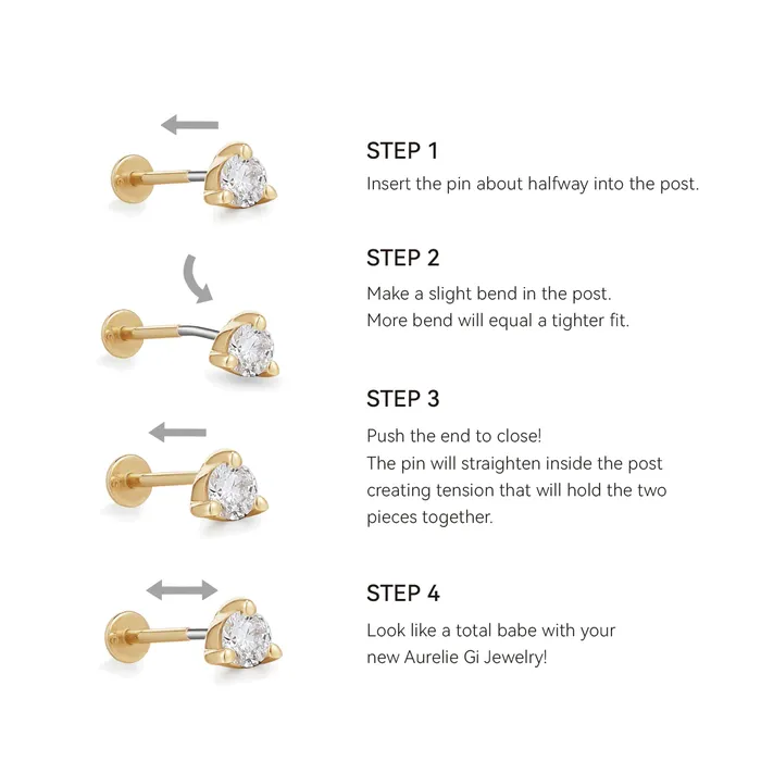 Earrings Aurelie Gi ADELE Single Diamond Threadless Flatback Earring