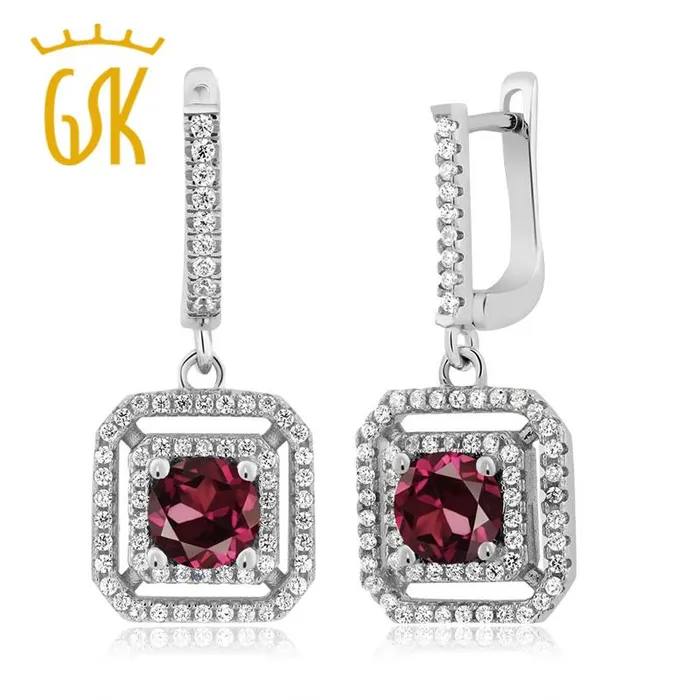 Earrings sparklingselections Round Red Rhodolite Garnet Dangling Earrings Earrings sparklingselections Round Red Rhodolite Garnet Dangling Earrings