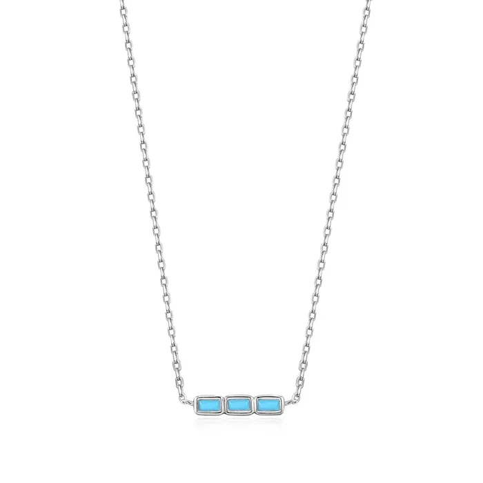Into the Blue Turquoise Silver Bar Necklace Ania Haie Necklaces