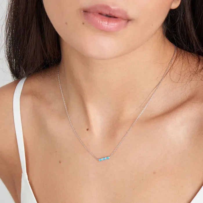 Into the Blue Turquoise Silver Bar Necklace Ania Haie Necklaces